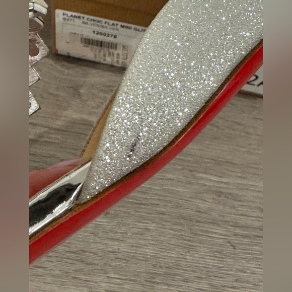 Christian Louboutin Planet Choc Flat Mini Glitter sz 37 - Picture 8 of 9